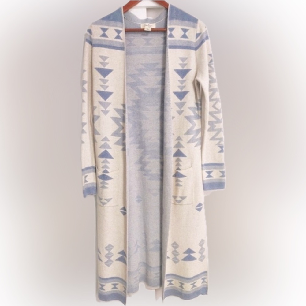 Jessica Simpson Aztec Native American Print Long Sweater Size L